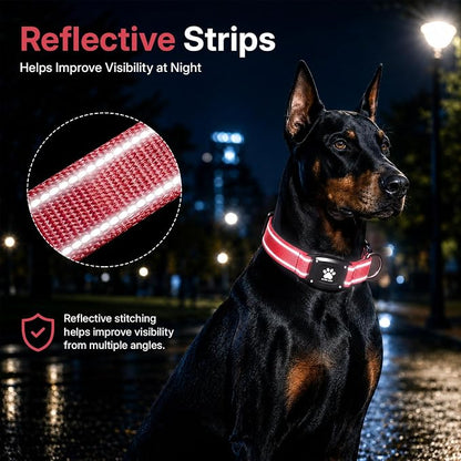 GPS Dog Collar Tracker 2-in-1,Reflective Waterproof Pet Collar,iOS-Only,No Monthly Fees,Unlimited Range,Dog Tracking Collar Pet Tracker,for Small Medium Large Dogs(XS (10.5"-13.5"), Red)