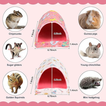 UPINS 2 Pack Guinea Pig Bed, Guinea Pig Hideout Washable Small Animal House Cage Accessories for Dwarf Rabbits Chinchillas Hamsters Hedgehogs Ferrets Bearded Dragons and Rats