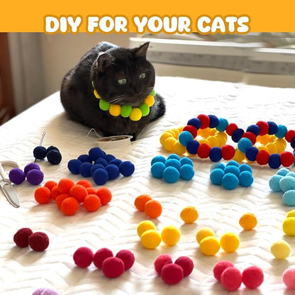 TEAWOO 100PCS Cat Ball Toys with 2 Launchers Set, Funny Interactive Cat Toys for Indoor Cats, Adult Cats & Kitten Toys