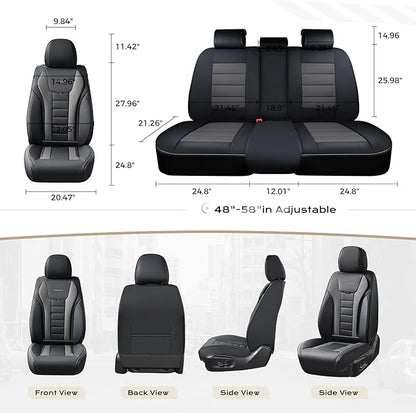 Coverado Car Seat Covers Full Set, Seat Covers for Cars, Front Seat Covers and Back Seat Cover Waterproof Leather Automotive Seat Cover, Universal Car Interior Protectors Cushion for Most Cars