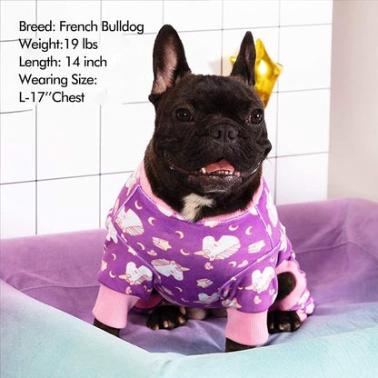 KYEESE Dog Pajamas Stretchy Pet Jammies Coat Comfy Pet Onesie Costume Velvet Dog Pajamas Small Sized Dogs Soft Dogs Clothes Pjs with Unicorn Pattern, Large