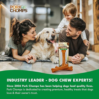 Pork Chomps Roasted Pressed Pork Skin Dog Chew, 7-inch Bone, 1 Count (Pack of 2)