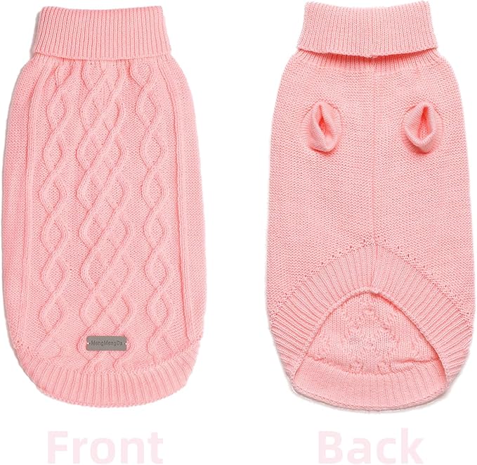 Dog Warm Winter Sweater MengMengDa Pet Clothes Puppy Knitwear for Small to Medium Dog Outfits (Pink XL)