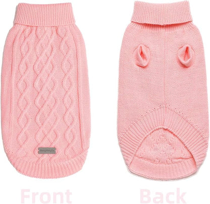 Pullover Dog Valentine Sweater, Cable Knitwear, Warm Clothes for Chihuahua, Bulldog, Dachshund, Pug, Yorkie,Dog Outfits for Small Dogs Medium Dogs (Pink L)