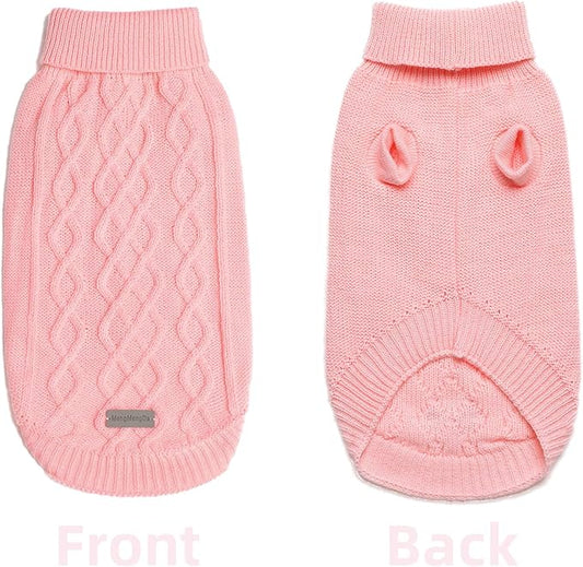 Pullover Dog Valentine Sweater, Cable Knitwear, Warm Clothes for Chihuahua, Bulldog, Dachshund, Pug, Yorkie,Dog Outfits for Small Dogs Medium Dogs (Pink L)