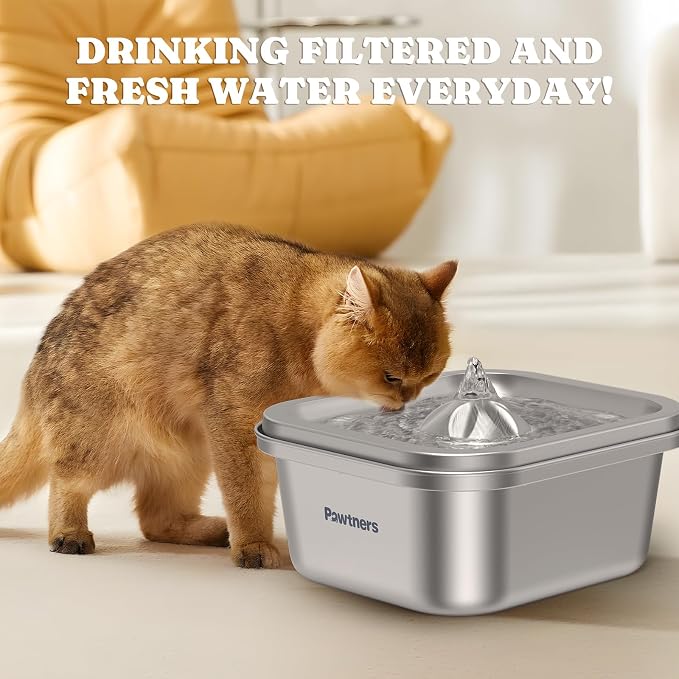 Pawtners 12 Packs Replacement Filters for WF008A 4L Cat Water Fountain | Multiple Filtration Material, For Pet Cats Dogs Stainless Steel Water Fountains