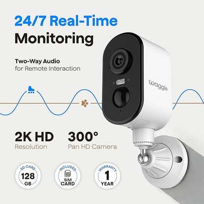 Waggle RV 4G LTE Pet Monitor PRO + 4G Cellular Security Camera - No WiFi? No Problem, Temperature & Humidity Monitor, GPS Tracking, Real-time Alerts - 2-Way Talk, Night Vision - Supports Multi-Carrier