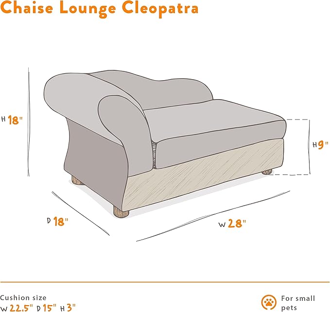 Moots Cleopatra Chaise Lounge Pet Bed, Burgundy Red, Medium, for Dogs and Cats All Medium and Small Breeds
