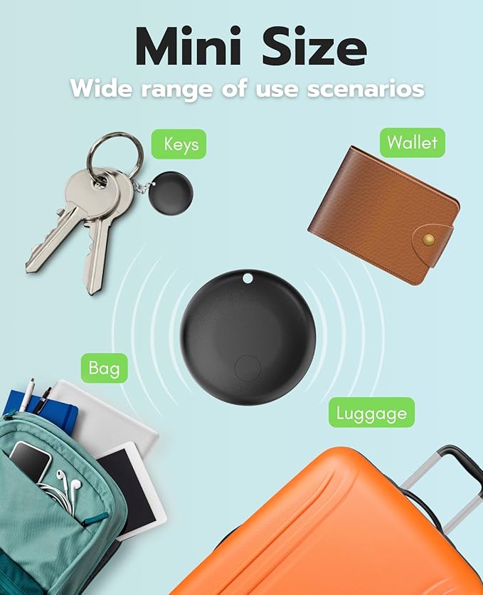 Mini Tags Smart Tracker Work with Apple Find My (iOS Only) 4-Pack, IP67 Waterproof, Keys Finder and Item Locator for Keys, Bags,Luggage and More (Not for Android)