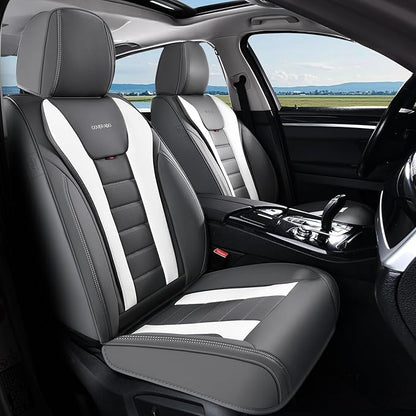 Coverado Car Seat Covers Full Set, Seat Covers for Cars, Front Seat Covers and Back Seat Cover Waterproof Leather Automotive Seat Cover, Universal Car Interior Protectors Cushion for Most Cars
