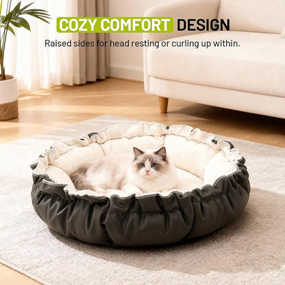 Cat Beds for Indoor Cats,Washable Round Pet Bed for Puppy and Kitty,Super Soft Durable Fabric Pet Beds, Washable Luxury Cat & Dog Bed 20.8inch