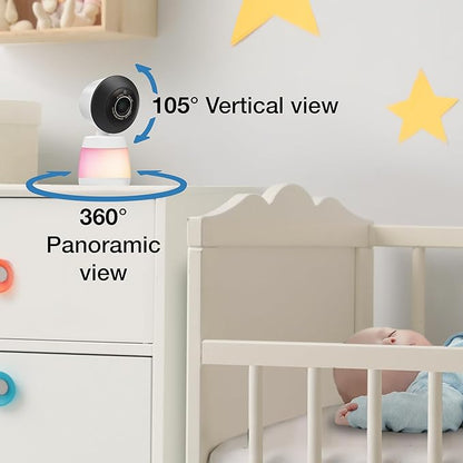 VTech 2-Cameras Smart WiFi Baby Monitor, 2K CMOS Sensor Camera, 5.5-inch HD IPS Screen, Split-Screen, Clear Infrared Night Vision, Pan-Tilt, 24x Zoom, 2-Way Talk, Free App: Smart HD Plus Twin
