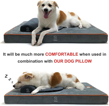 Hard-Wearing Orthopedic Dog Bed for Crate, 53x36 Inch, Made of Memory and HR Foam, Two-Sided Use, Providing Soft and Relatively Hard Support, with an Extra Inner Waterproof Protector (Gray)