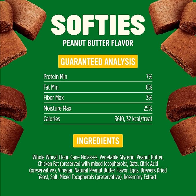 Blue Dog Bakery Softies, Soft & Chewy Peanut Butter Dog Treats, Medium Size, Healthy Treats, All Natural Ingredients,10 oz (Pack of 8)