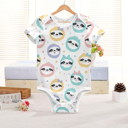 Bright Emotions Raccoons Baby Short Sleeve Bodysuits Romper Unisex Infant Outfit Wrapping Clothes for Boy Girl kids 3M