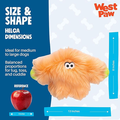 WEST PAW Rowdies Helga Durable Plush Dog Toy with Reinforced Seams Chew Resistant HardyTex Fabric and Interactive Squeaker for Safe Indoor and Outdoor Playtime Bundle for Dogs - Melon