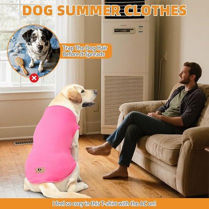 KOOLTAIL Girl Dog Clothes for Large Dogs, 2 Pack Cotton Valentines Dog T Shirts Coats for Outdoor, UV & Insect Protection Anti-Hair Loss & Lightweight Pet Vest Tank Tops Apparel, Pink & Rose, L