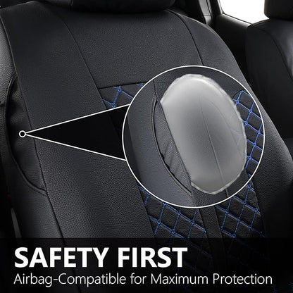 Truckiipa Tacoma Leather Seat Covers Front Pickup Truck Seat Covers Custom Fit for 2005-2015 Toyota Tacoma Double Crew Cab, Front Pair, Black&Blue