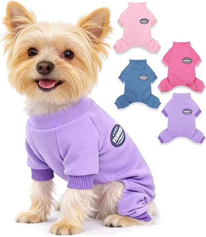 Puppy Sweaters for Small Dogs Girl Winter Warm Soft Yorkie Puppy Pjs Stretchy Jumpsuit Doggie Pet Clothes Outfits XXS~L (Purple, XX-Small)