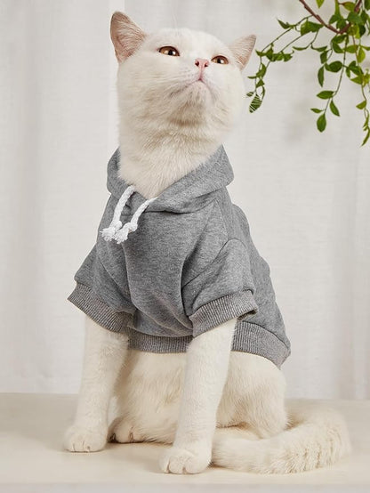 QWINEE Basic Dog Hoodie Sweatshirt Puppy Sweater Warm Cat Costumes Pet Clothes for Chihuahua Puppy Kitten Small Medium Dogs Black Green and Grey Medium
