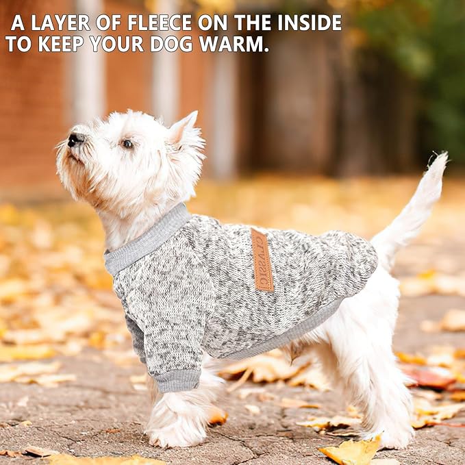 2 Pieces Dog Sweaters for Small Dogs Winter Fleece Puppy Sweaters Warm Outfit Pet Small Dog Sweater for Boy Girl Dogs Yorkie, Chihuahua, Bulldog, Dachshund, Pug, X-Large
