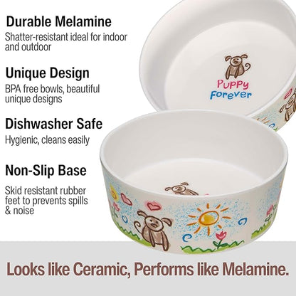 Loving Pets Dolce Moderno Dog Bowl – Modern Melamine Dog Food Bowl & Dog Water Bowl – Durable, Non-Slip Pet Dish for Small & Medium Dogs – Dishwasher Safe Dog Bowl (Large, 47 oz)