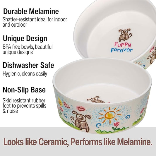 Loving Pets Dolce Moderno Dog Bowl – Modern Melamine Dog Food Bowl & Dog Water Bowl – Durable, Non-Slip Pet Dish for Small & Medium Dogs – Dishwasher Safe Dog Bowl (Large, 47 oz)