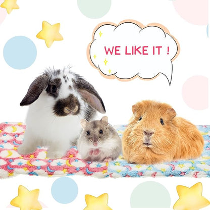 Jetec 3 Pcs Bunny Guinea Pig Beds Soft Bunny Mats Warm Guinea Pig Mat Small Animal Winter Bed Pads Fleece Sleeping Pads for Indoor Rabbit Hamster Squirrel Hedgehog Chinchilla Ferret(Moon)
