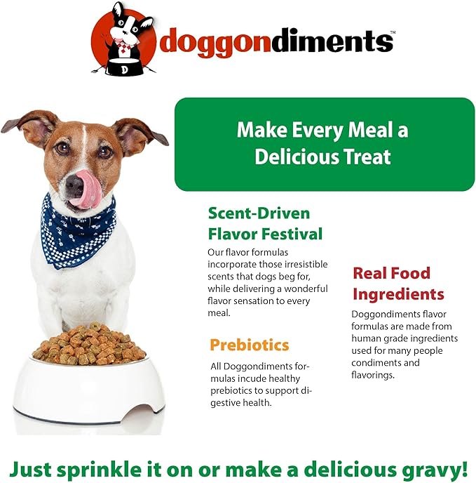 Pizza Pie Delight Dog Food Topper, Fun People Food Flavors, Powder, Small & Large Breeds, Made in USA