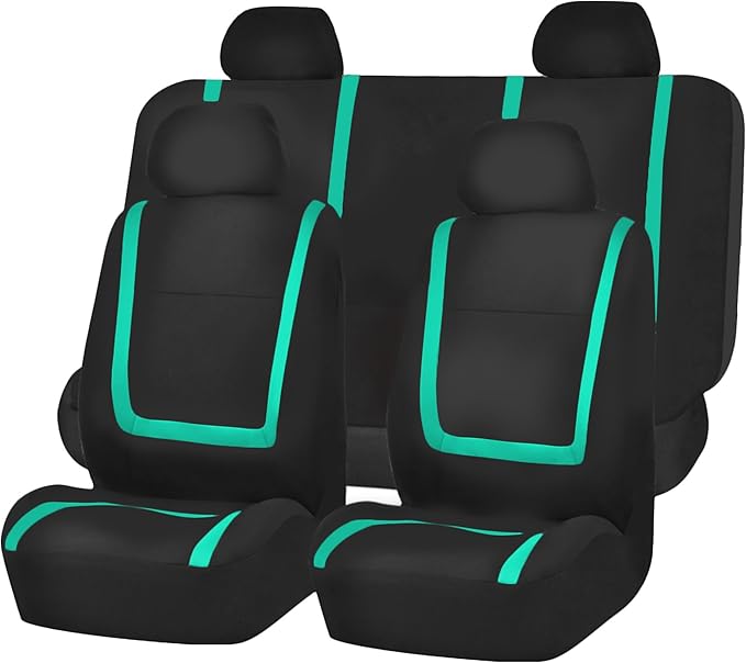 FH Group Car Seat Covers Full Set Cloth - Universal Fit Automotive Seat Covers, Low Back Front Seat Covers, Solid Back Seat Cover, Washable Car Seat Cover for SUV, Sedan and Van Mint