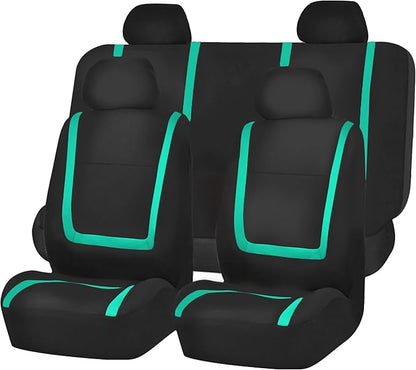 FH Group Car Seat Covers Full Set Cloth - Universal Fit Automotive Seat Covers, Low Back Front Seat Covers, Solid Back Seat Cover, Washable Car Seat Cover for SUV, Sedan and Van Mint