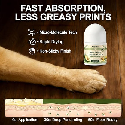 Paw and Nose Balm Stick for Dogs Cats Horse Lick-Safe Roll-On | Natural Moisturizer with Avocado Oil and Vitamin B5 | Paw Protector for Hot Pavement & Ice Melt 30ml