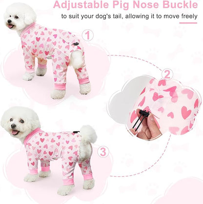Bienbee Dog Pajamas, 4 Pack Dog Recovery Suit Shedding Suit Cute Soft Puppy Clothes Dogs Pjs Onesies Jammies Adjustable Breathable & Stretchy Clothes for Small Medium Large Dogs Girl Boy Puppy-S