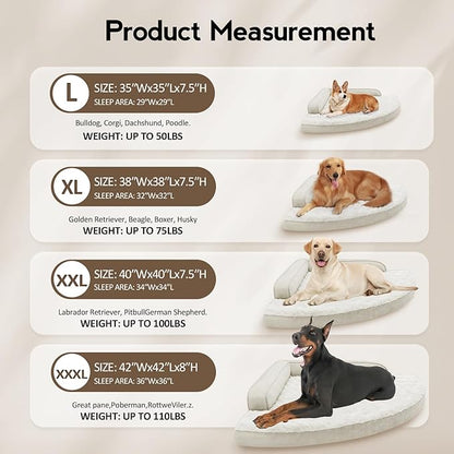 MEKIY Large Orthopedic Dog Bed with Sides XXXL Dog Beds with Removable Washable Cover Non-Slip Waterproof Pet Bed for Extra Large Dogs - Beige XXXL