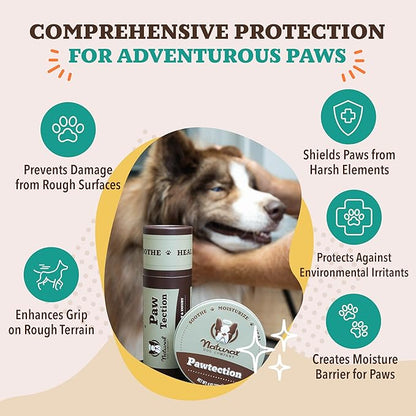 Natural Dog Company Pawtection Balm for Hot Pavement, Dry Cracked Dog Paws, and Rough Terrain - Safe, Non-Toxic, and Lick Safe - Protects Paws Natural Ingredients, Lick-Safe, 2 oz Stick