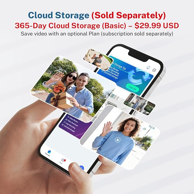 Hubposh Doorbell Camera Wireless with Indoor Receiver, Battery Powered, AI Human and Motion Detection, 2 Way Talk, 1080P Night Vision, Cloud Storage (Sold Separately)