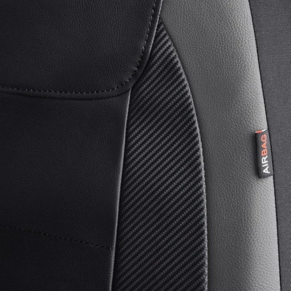 Flying Banner car seat Covers Protects Water Proof Faux Leather Carbon Fiber Front and Rear Bench (Gray Black, Full Set - 9PCS)