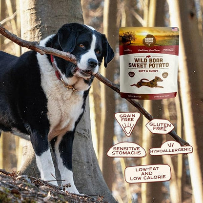 Smart Cookie All Natural Dog Treats - Wild Boar & Sweet Potato - Training Treats for Dogs with Allergies, Sensitive Stomachs - Soft Dog Treats, Chewy, Grain Free, Human-Grade, Made in USA - 5oz Bag