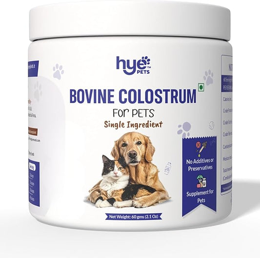 HYE Pets Bovine Colostrum for Dogs & Cats | from Grass-Fed Cows | Pure, Single Ingredient, No Preservatives | Immune Support | 120 Servings | 2.1 Oz