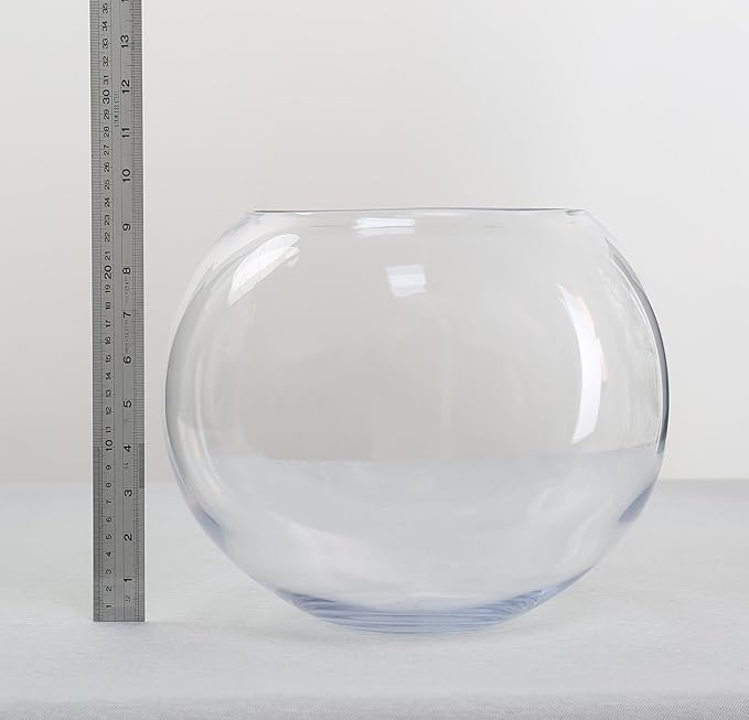 CYS EXCEL Large Glass Bubble Bowl (H-9.5" W-11", Approx. 3 Gal.) | Multiple Size Choices Fish Bowl Vase | Glass Round Bowl Terrarium | Globe Flower Vase Centerpiece