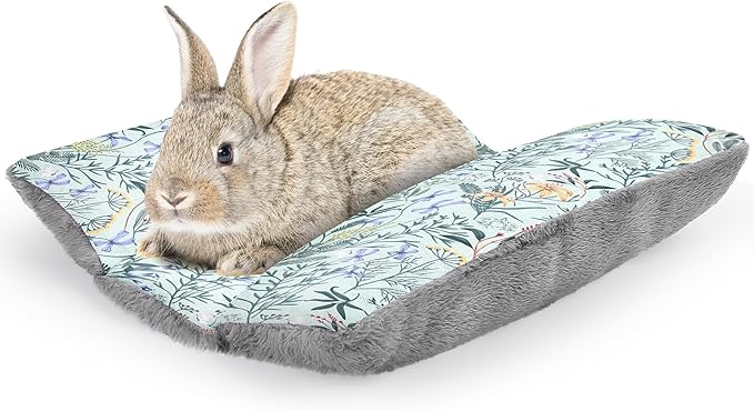 Rabbit Bed 15"X14"Thickened and Soft Bunny Bed Washable Cuddle Cushion Plush Mat Double-Sided Plush Small Pet Flop Mat Cotton Pillow for Rabbit