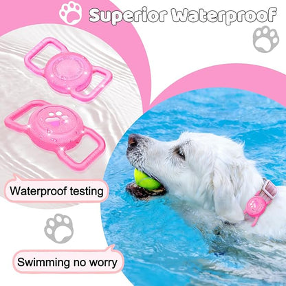 SANKALA Luminous Airtag Dog Collar Holder, Pink Glitter, 1 Pack | Glittery, Waterproof, Silicone Full Body Covered Anti-Lost Protective, Fits All Width Pet Collars, for Airtag 1st and 2nd Gen