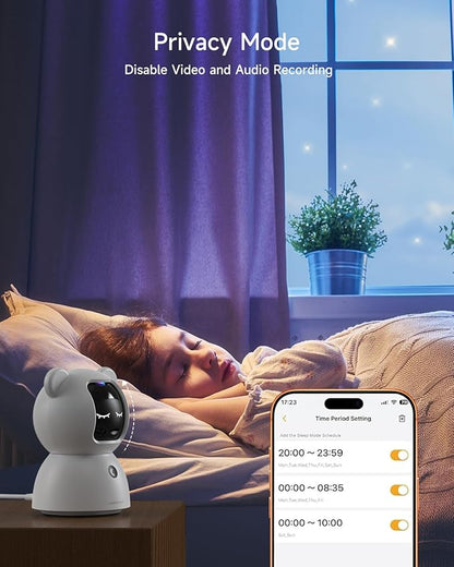 2 Pack 2.5K Cameras for Home Security, Non-Subscription AI Human/Pet/Crying Detection, 4MP Dog/Cat/Pet Camera Indoor with Phone App, Pan Tilt 2.4G WiFi Indoor Cameras, IR Night Vision, 2-Way Audio
