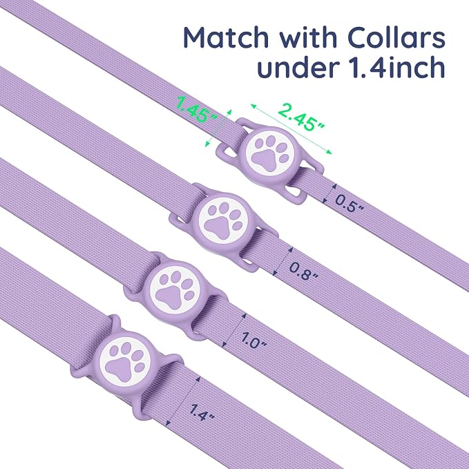 IP68 Waterproof Dog AirTag Holder for Dog Collar, Soft, Stretchy Silicone | Full-Body Protection, Easy Tool-Free Installation, Quiet, No-Dangle Fit, Lightweight, Fits Dog & Cat Collars of All Widths