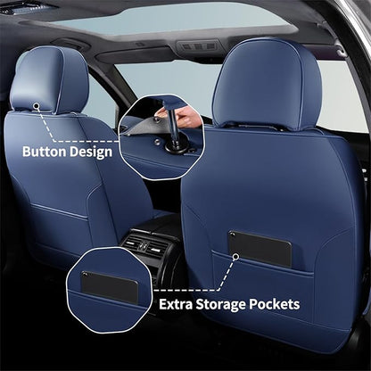 FLORICH 2pack Seat Covers, Waterproof Car Seat Cover, Airbag Compatible, Quick Setup Leather Seat Covers Universal Fit for Cars, Trucks, SUVs - Blue