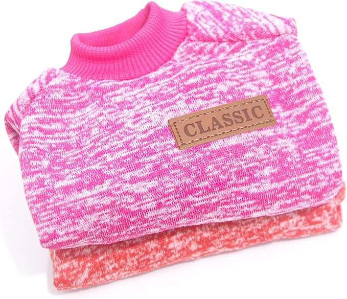 2 Pieces Dog Sweaters for Small Dogs Fall Puppy Clothes Female Winter Fleece Puppy Sweaters Warm Thick Outfit Pet Small Dog Clothes for Boy Girl Dogs Yorkie, Chihuahua, Bulldog, Dachshund,Pug, Medium