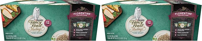 Fancy Feast Purina Wet Cat Food Medleys Florentine Wet Cat Food Variety Pack - (4 Packs of 12) 3 oz. Cans