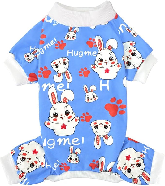 XPUDAC Easter Dog Pajamas Soft Stretchy Dog Clothes for Large Dogs Pet Jumpsuit Cat Apparel-3XL