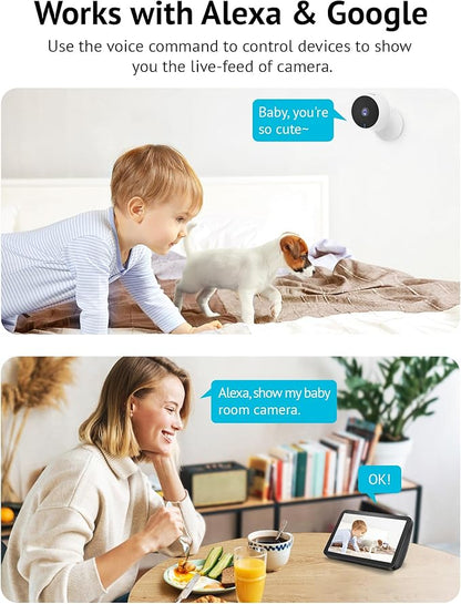 LaView 4MP 2K Cameras for Home Security Indoor, 5G& 2.4GHz Home Security Camera for Baby/Elder/Pet/Nanny,US Cloud Service,Compatible with Alexa iOS & Android