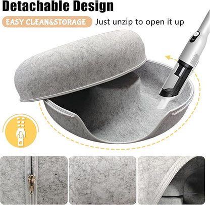 Tunnel Bed for Indoor,cattasaurus Peekaboo cat cave for Multiple,Detachable Felt Felt Washable Interior for Indoor Cats,Donut Tunnel -24inch (Light Gray + Dark Gray)